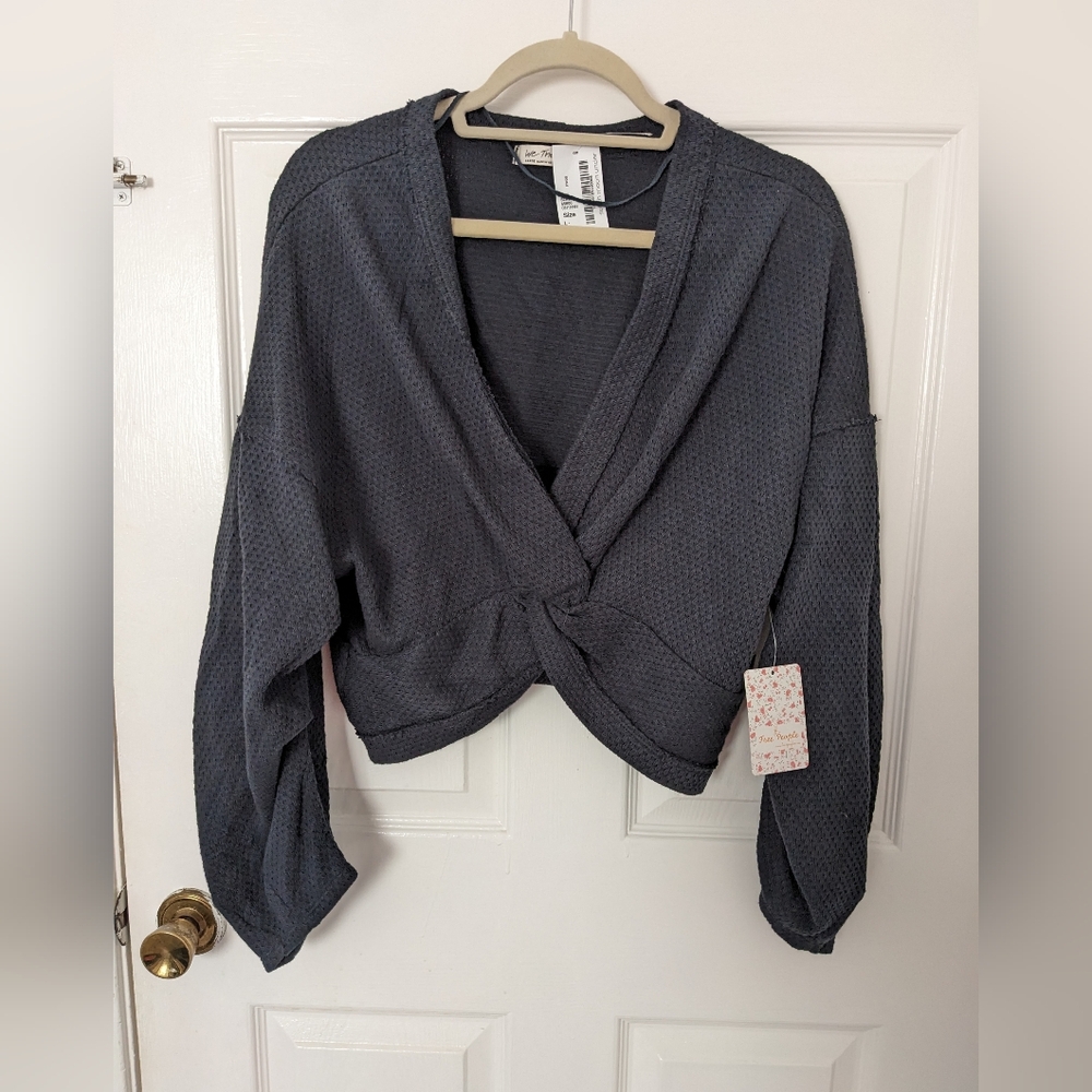 Free People Charcoal V-Neck Sweater